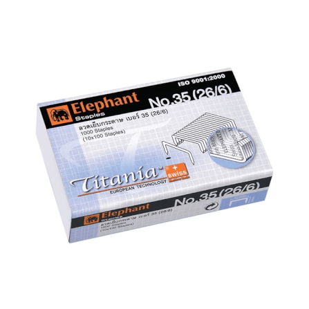 ลวดเย็บกระดาษ ELEPHANT (ตราช้าง) ไททาเนียม NO.35(26/6) 1แพ็ค/24กล่อง_2